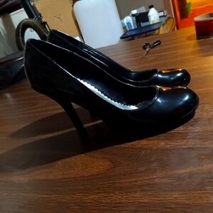 Cabrizi black patent leather stiletto pumps
